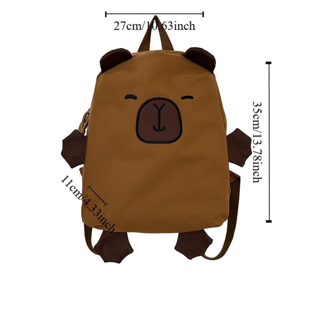 Kawaii Capybara Nylon Backpack Korean Style Cartoon Students Book Bag Capybara School Bag  Outdoor