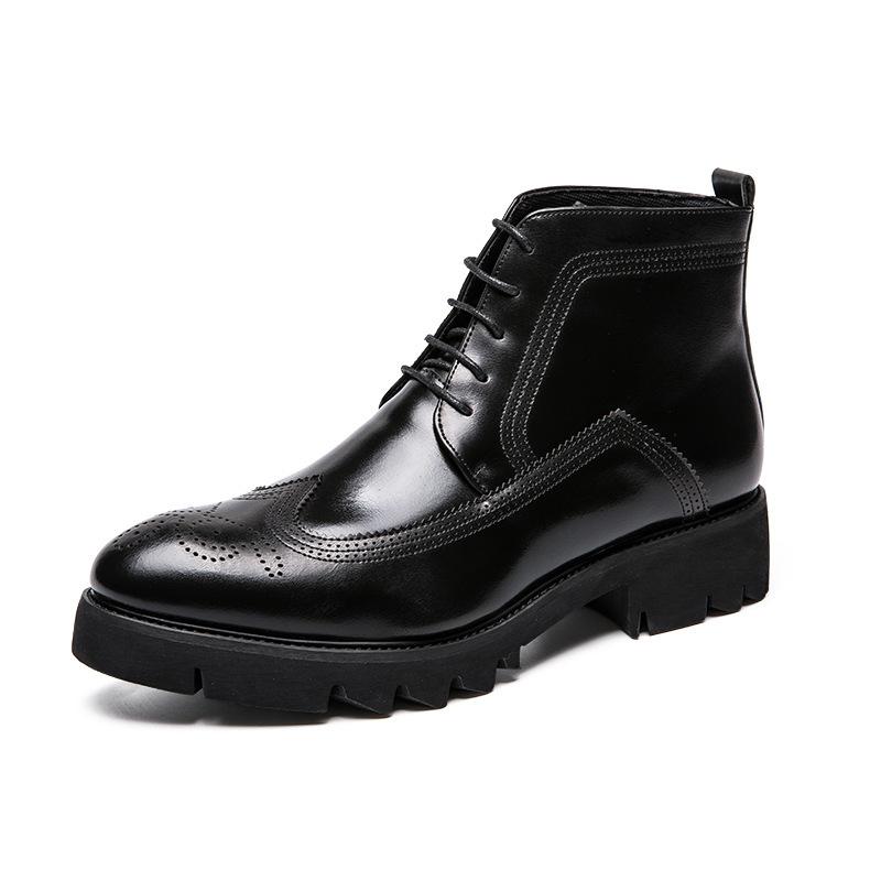 2025 new foreign trade martin boots men's short boots casual high-top leather shoes men's brock leather shoes