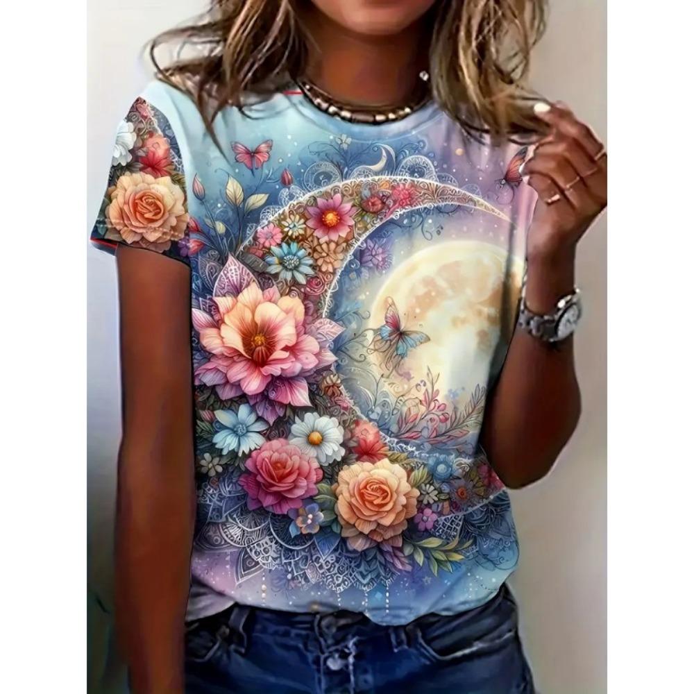 Summer Beautiful Woman 3D Print T-shirts Women Streetwear Fashion Casual S