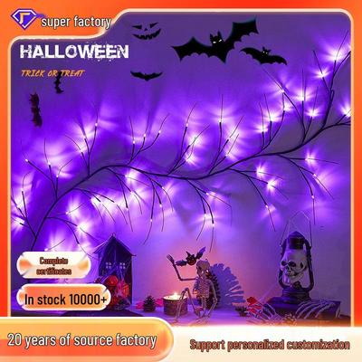 Halloween LED String Lights with Bat, Spider & Tree Decorations for a Festive Atmosphere