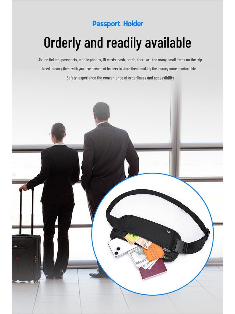 RFID Anti-Theft Waterproof Passport & Phone Waist Bag