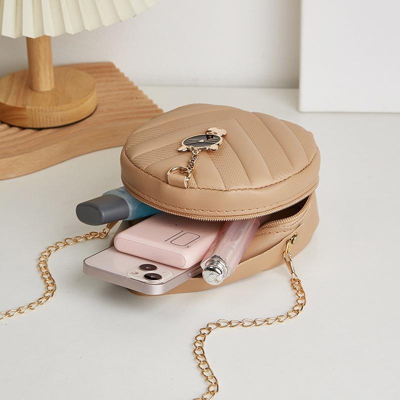 Women's bag new cat pendant v-pattern portable mini semi-round bag casual change bag