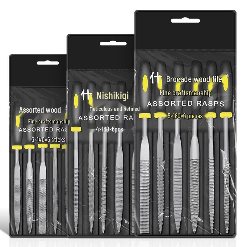 6-Piece Assorted Woodworking File Set: Handheld Wood Shaping and Polishing Tools