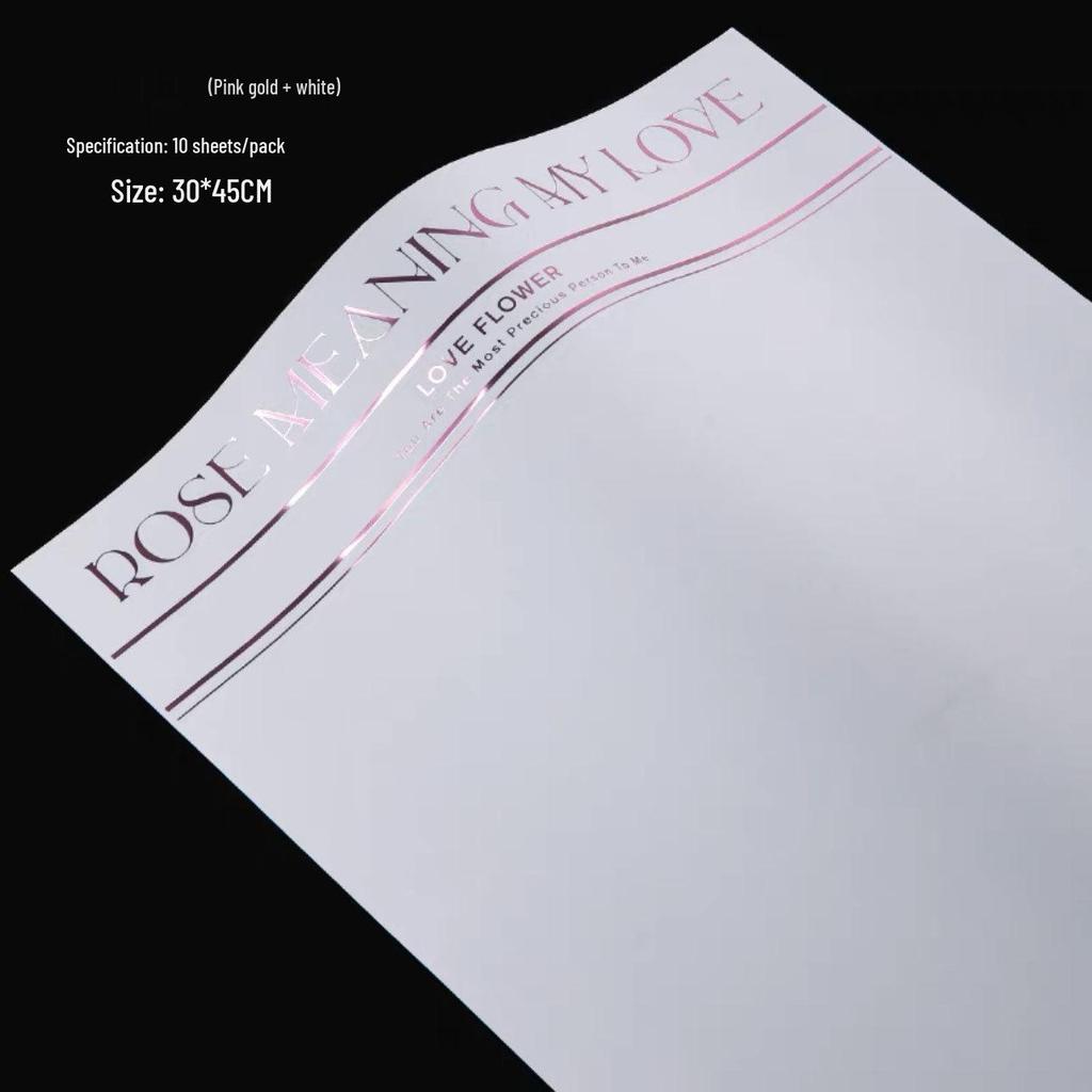 English Hot Stamping Waterproof Bouquet Wrapping Paper for DIY Floral Packaging.