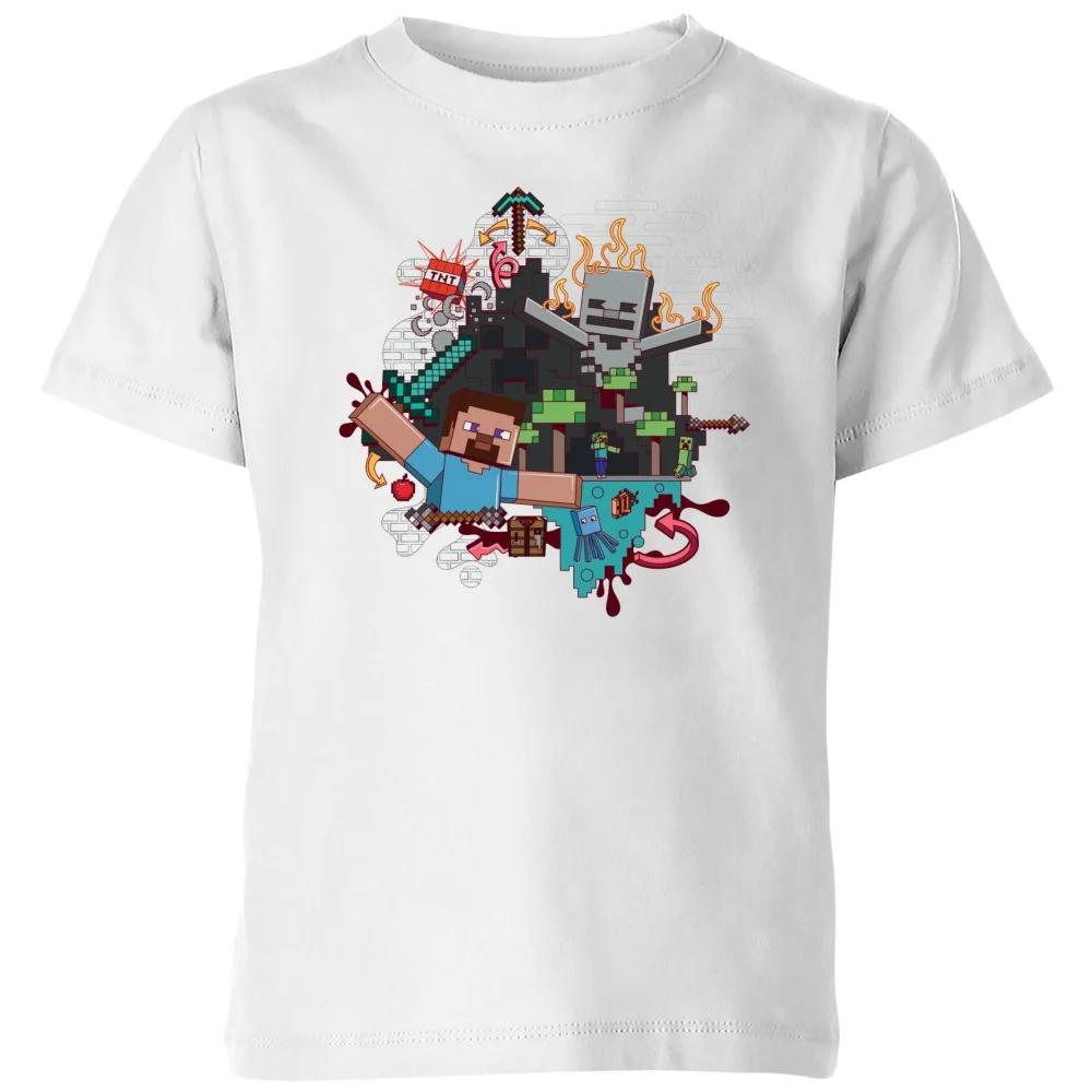Minecraft Wall Art Kids T-Shirt - White - 3-4 Years 120