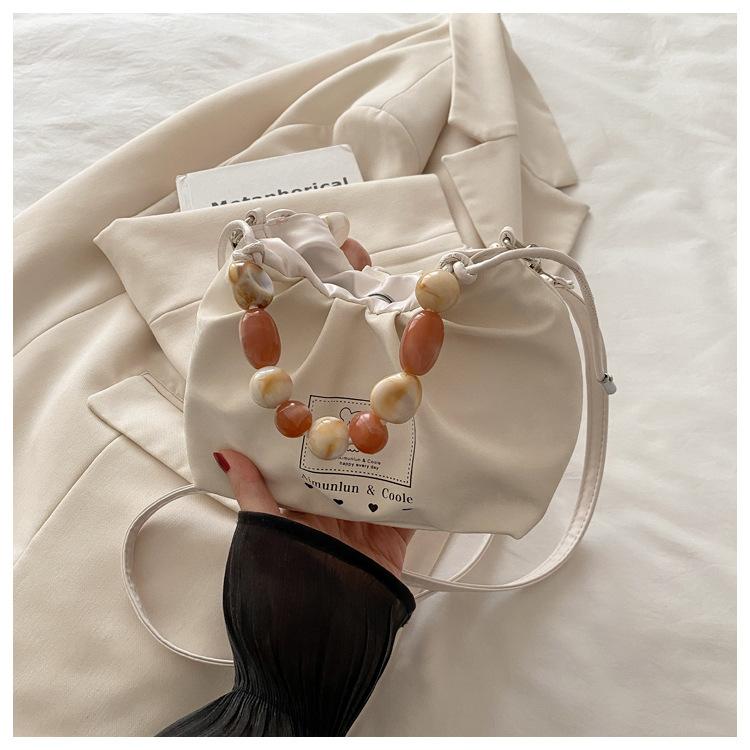 Summer new pleated design 2025 fashion trend texture women's casual shoulder crossbody bucket bag