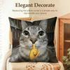 Speechless Cat Funny Cute Cushion Cover Natural Linen Organic Fabric DoubleSided Printing Sofa Home Decor Gift Pillow Case