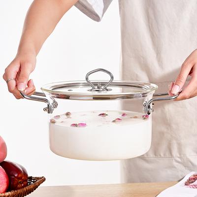 Transparent Heat-resistant Glass Pot, Binaural Can Be Heated To Make Soup, Boiling Water Pot, Household Large-capacity Saucepan with Lid