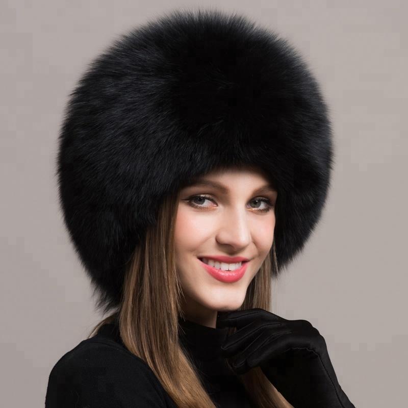 2022 Russia New  Fashion Red Fur Hat Ladies Winter Luxury pink fox Fur Hat for Women