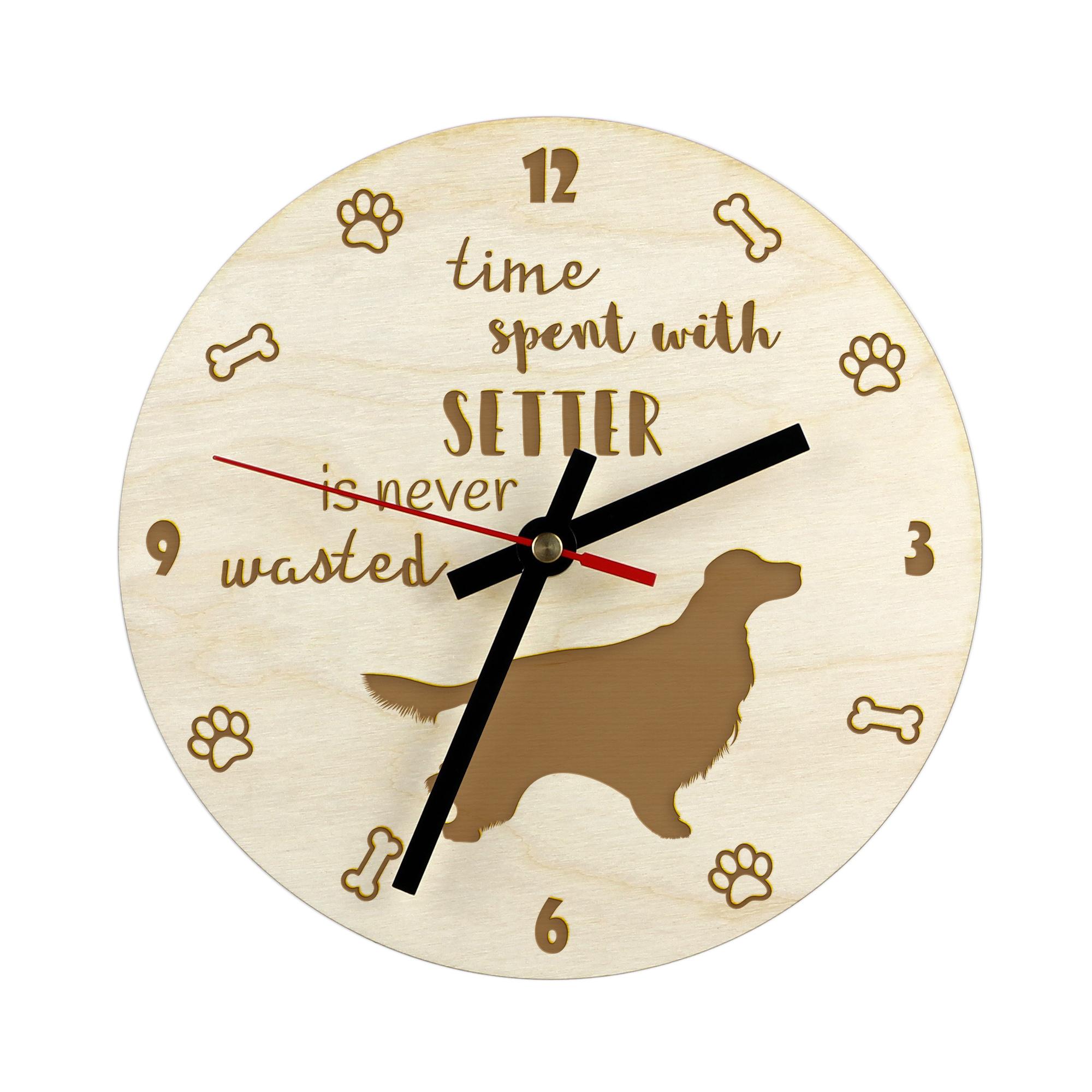 

English setter, Lawerack, Laverack - clock with dog, wooden clock with engraving, personalised clock by Art-Dog
