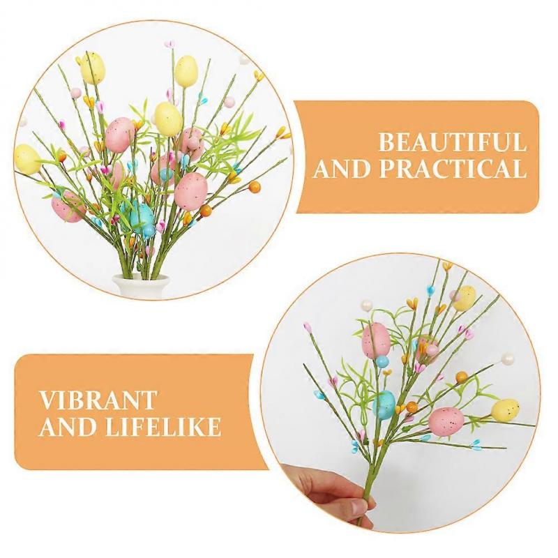 Spring Artificial Flowers for Vase Filler 2Pcs Easter Egg Floral Picks