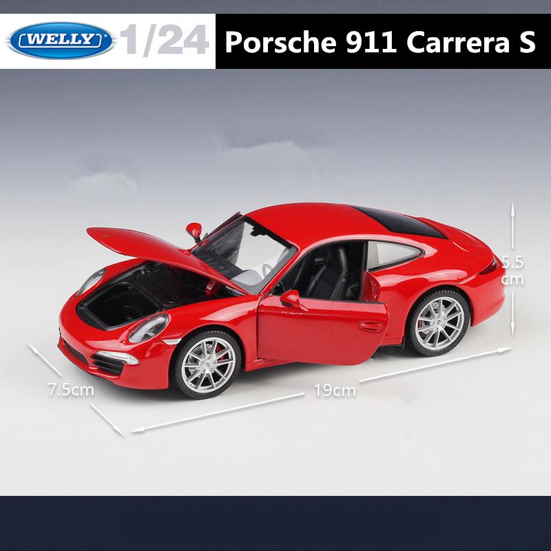 WELLY 1/24 Porsche 911 Carrera S 991 Coupe Alloy Sports Car Model Diecasts Metal Racing Car Vehicles Model Simulation Kids Gifts
