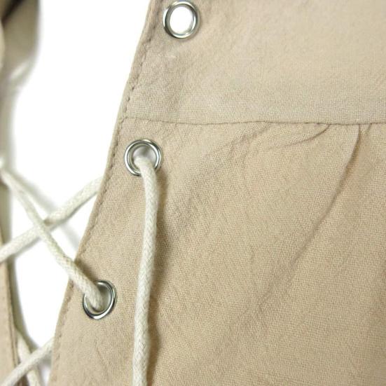 Hemd Stehkragen Einfarbig Vintage Langarm Kordelzug Herren Top für Bühnenshow