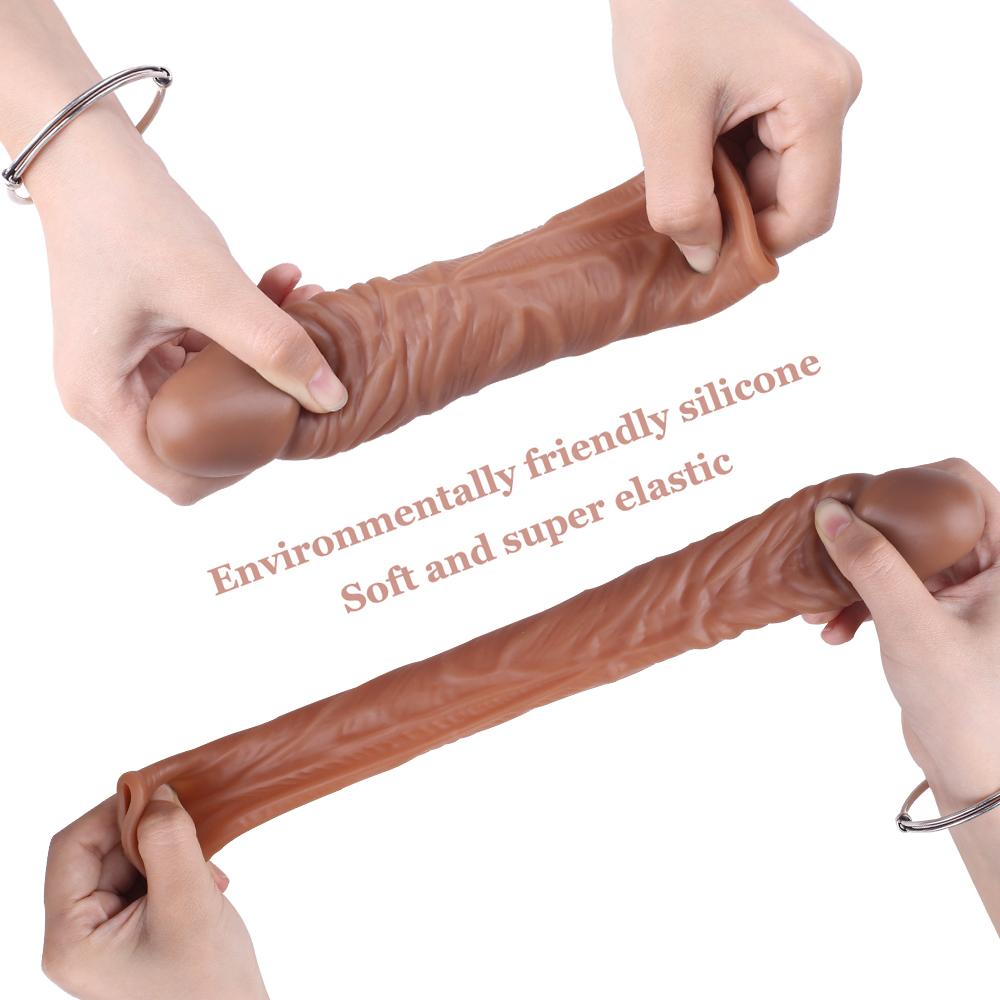 Reusable Penis Sleeve Cock Ring Extender Inch Ultra-Soft Penis Enlarger for Couples Sex Toys for Me