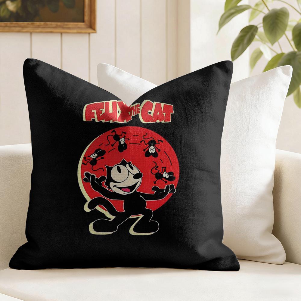 Stars FFelix The Cat Cushion Cover Eco Linen Pillow Case DoubleSided Print Breathable Durable Zipper Home Decor Gift