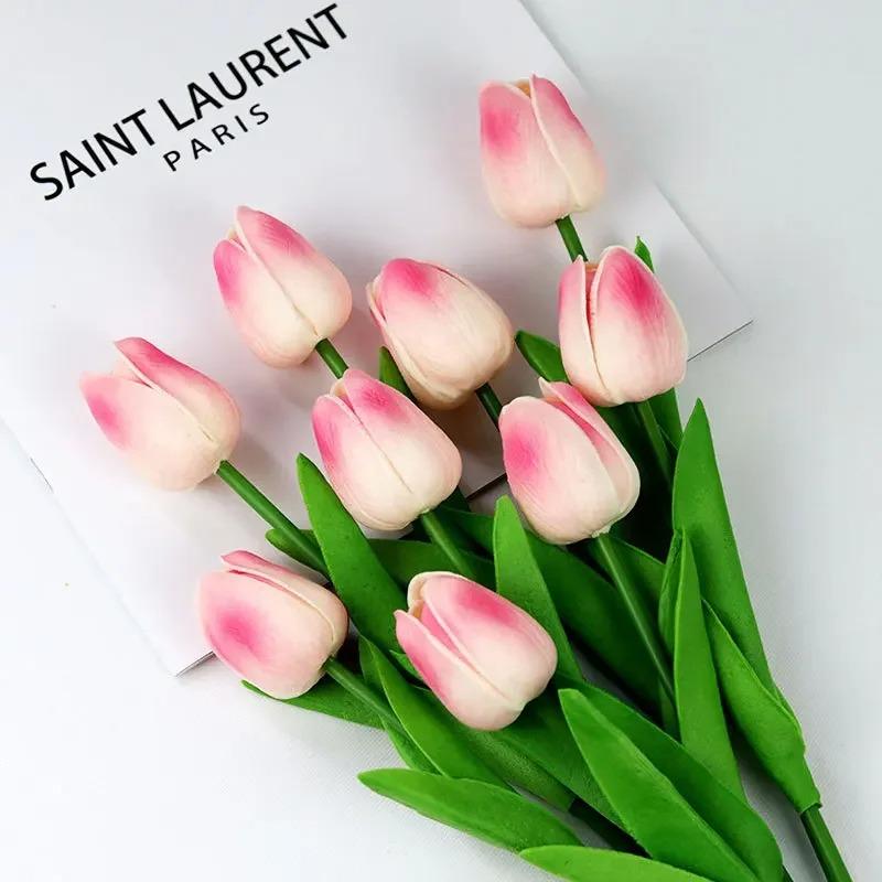 1PC Tulip Artificial Flowers Real Touch Bouquet Fake Flowers Decoration for Wedding Supplies Home Decor Valentines Flowers