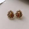 Melanoid Tiger Eye Heart Stud Earrings - Luxurious Fashion Jewelry Design