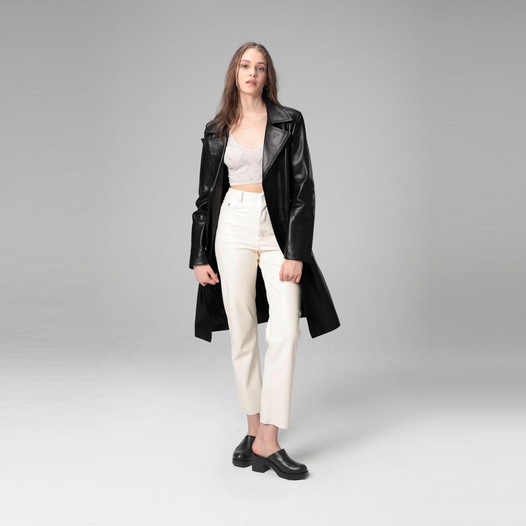 Dericlub Damen-Trenchcoat aus 100 % echtem Leder