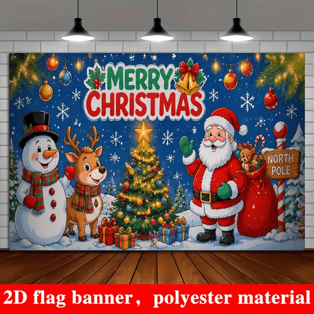 1Pcs Santa Snowman Reindeer Christmas Tree Decoration Background Xmas Backdrop Decorations For Photo Studio Photo Booth Party