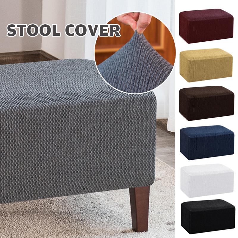 Simple Elastic All-inclusive Sofa Footstool Cover Thickened Chair Covers Ottoman Cover Solid Color Pedal Cover Slipcover