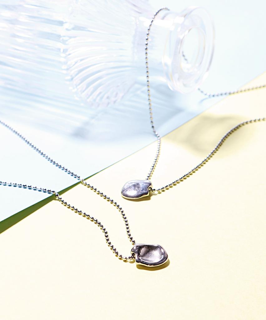Polalita Mini Ball Chain Drop Pendant Long Necklace (Plt-Nl-090_Sv)