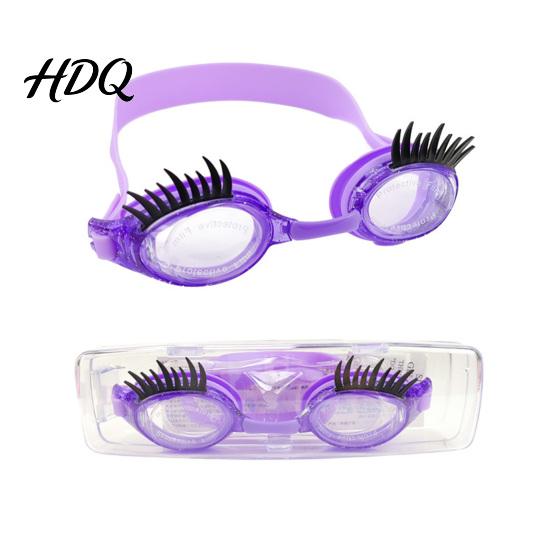 Verstellbarer Kopfbügel Schwimmbrille Kinder Schwimmen mit Wimpern Wasserdicht Kein Auslaufen Anti-Beschlag UV Wimpernschutz Klare Linse Jungen Mädchen Silikon Schwimmen