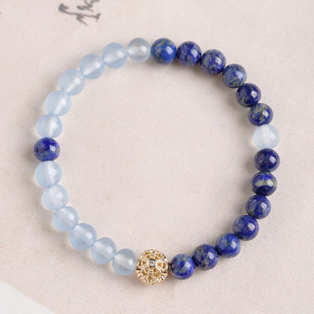 Natural Lapis Lazuli Bracelet for Women, Light Luxury Niche Exquisite White Crystal Bracelet, Stackable Double-Layer Hand Jewelry Gift