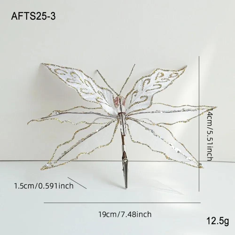 Multicolor Christmas Tree Decoration 25*21cm Gold Powder Fabric Glitter Butterfly Accessories Party Supplies Hanging Decoration
