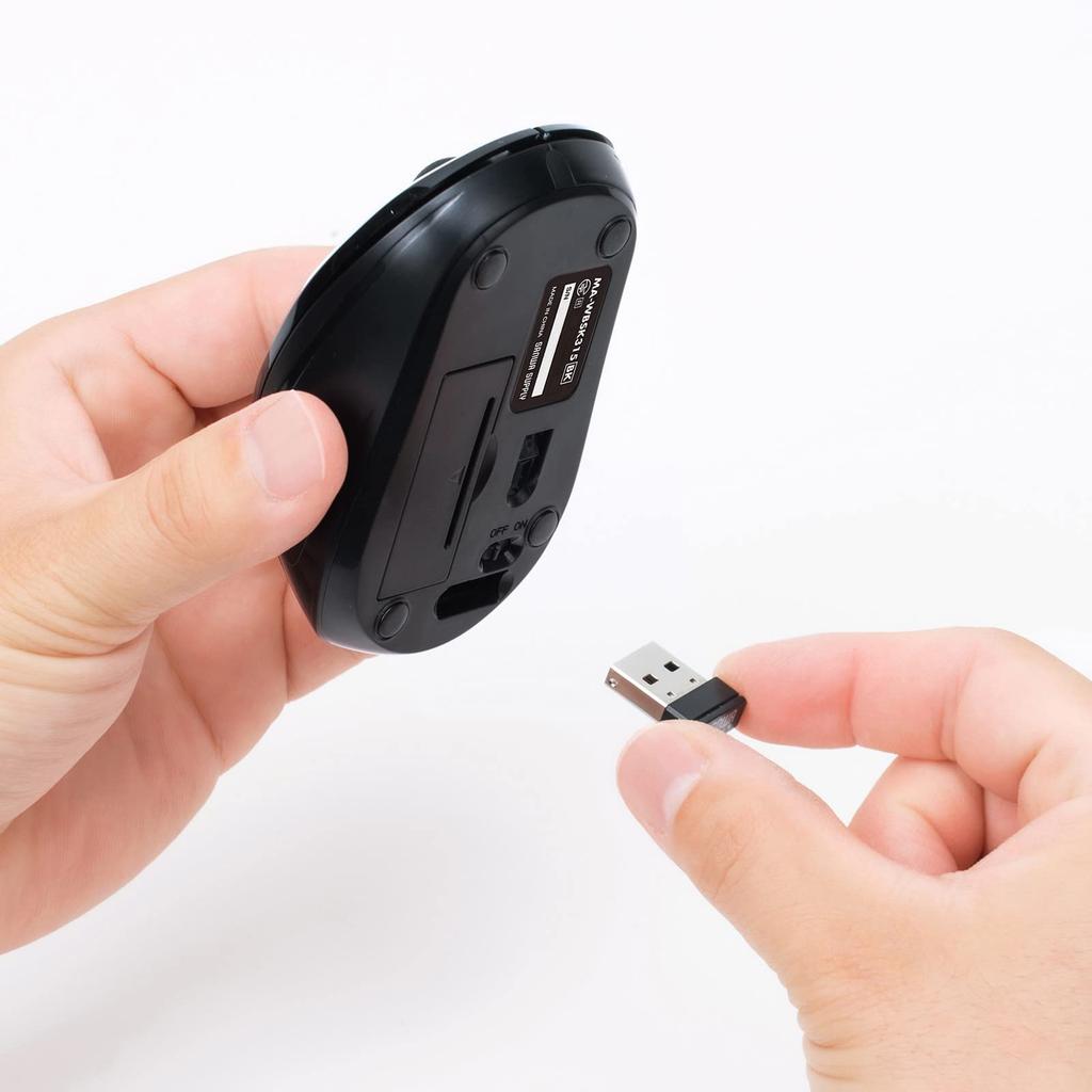 Sanwa Supply Silent Wireless Blue LED Mouse Antibacterial, (Black) MA-WBSK315BK