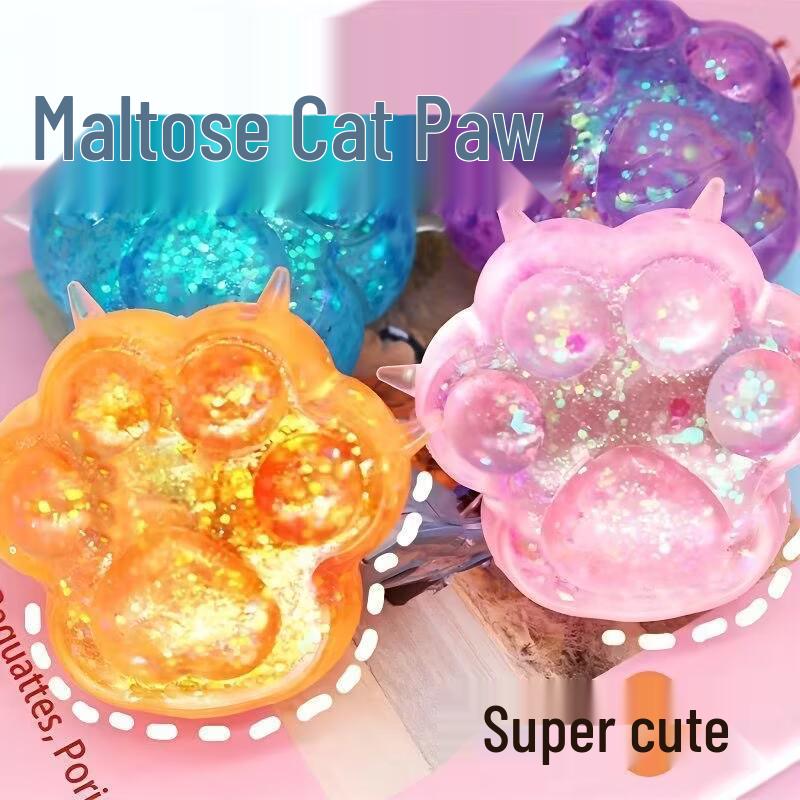 Xiaohongshu Cat Paw Gold Powder Aurora Decompression Squeeze Ball - Slow Rebound Toy