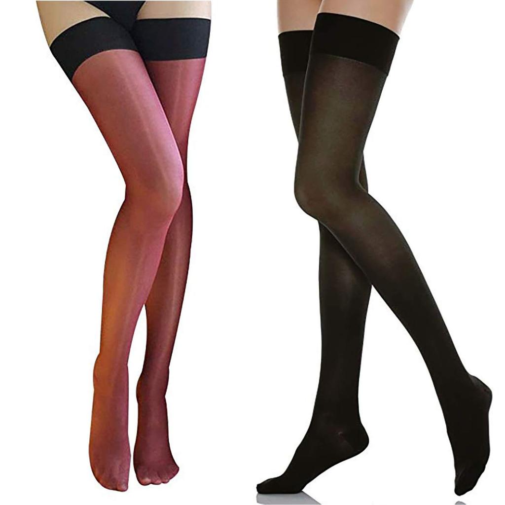 Life Shiny Long Tights M's Knee-High Stockings, Pantyhose, Thigh-High Stockings, (Wine Red/Black)