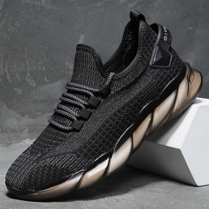 Flying Woven Men's Shoes Summer Sports Breathable Casual Mesh Shoes Soft-soled Mesh Shoes Men's Dirt-resistant Travel Shoes Trendy Coconut Shoes