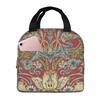 William Morris Strawberry Thief Rood Geïsoleerde Lunchtas voor Dames Kantoor Koeltas Thermische Voedseldoos Tote LekkendLunchboxenContainer