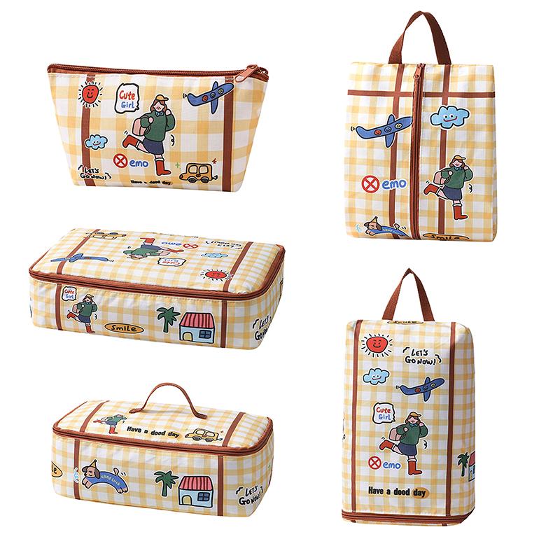 Cute Travel Storage Bag Large Capacity Waterproof Cartoon Portable Clothes Underwear Shoes Luggage Storage Bag With Zipper