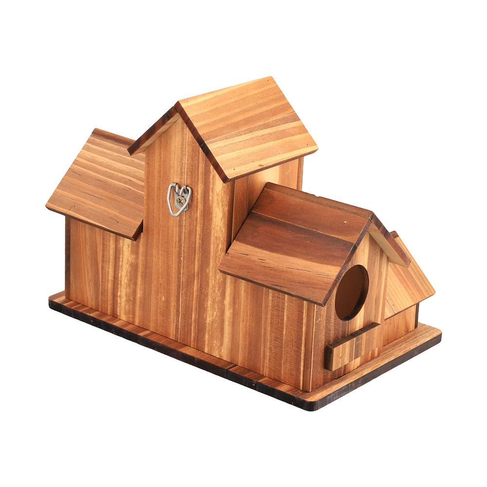Wooden Bird Feeding Birdhouse 5 Hole Bird Cage Room Outdoor Garden Bird Nesting Box Small Pet Supplies Decoration Garden Decor