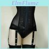 Panty Belt Women Garter Highwaist 6 Straps Suspender Waspie Waist Cincher Black