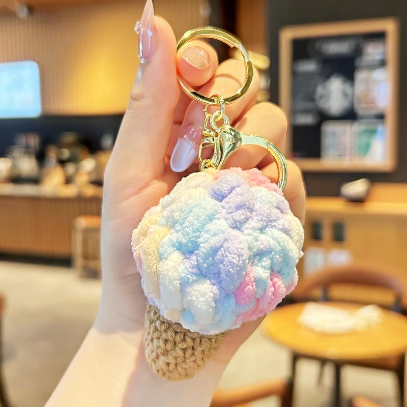 Plush Ice Cream Cone Keychain Pendant: Cute Ornament Gift