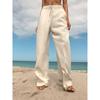 Za2024 Summer New Product Women's Clothes Drawstring Elastic Waist Linen Wide Leg Casual Straight Pants 9929040 401