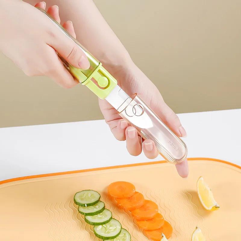 1pc Multifunctional Stainless Steel Fruit Knife Peeling Knife 2-in-1 Double End Portable Kitchen Tools