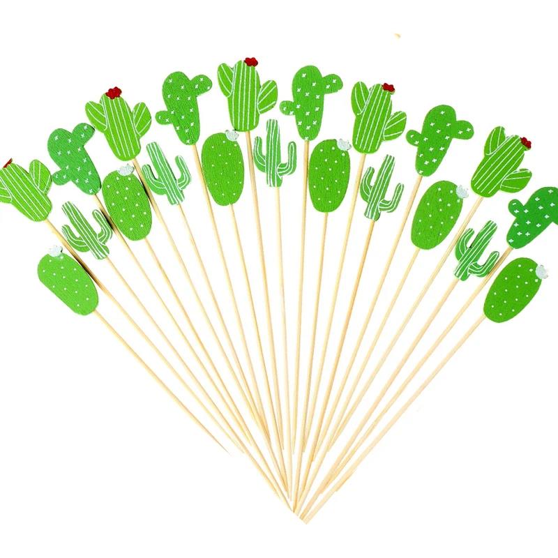 100Pcs 12cm Cactus Flamingo Fruit Cocktail Toothpicks Pineapple Cake Sticks Food Picks for Wedding Birthday Party Supplies 5