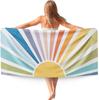 Boho Colorful Sun Sunshine Beach Towel, Sunrise Sunset Microfiber Beach Towels Oversized for Bathroom,Boho Quick Dry Travel Sand