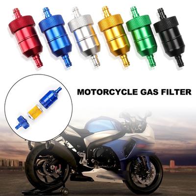 Motorcycle Oil and Gas Fuel Filter Aluminum Alloy Gasoline Cleaner Filter Reusable Cleanable Fuel Filter for Motocross ATV Quad