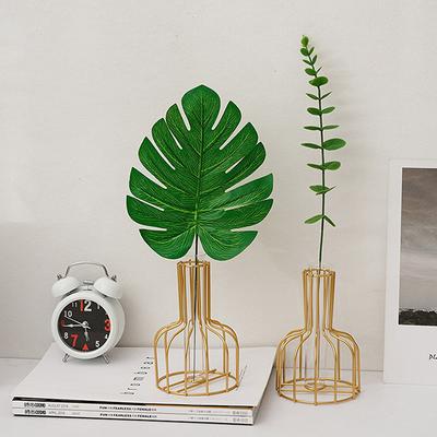 1 Stycke Ihålig Järn Enfärgad Vas, Transparent Konstgjord Blomma Torkad Blomma Arrangementsbehållare För Hem Vardagsrum