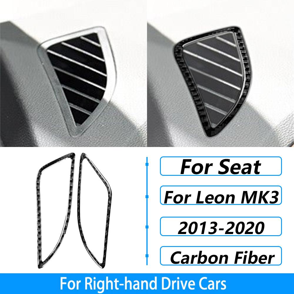 For Seat Leon MK3 2013-2020 Carbon Fiber Central Navigation Radio CD AC Door Gear Shift Panel Trim Set Car Accessories Sticker