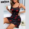 GMXIA Spring and Summer Sexy Nightgown Comfortable Ladies Homewear Halter Printed Dresses