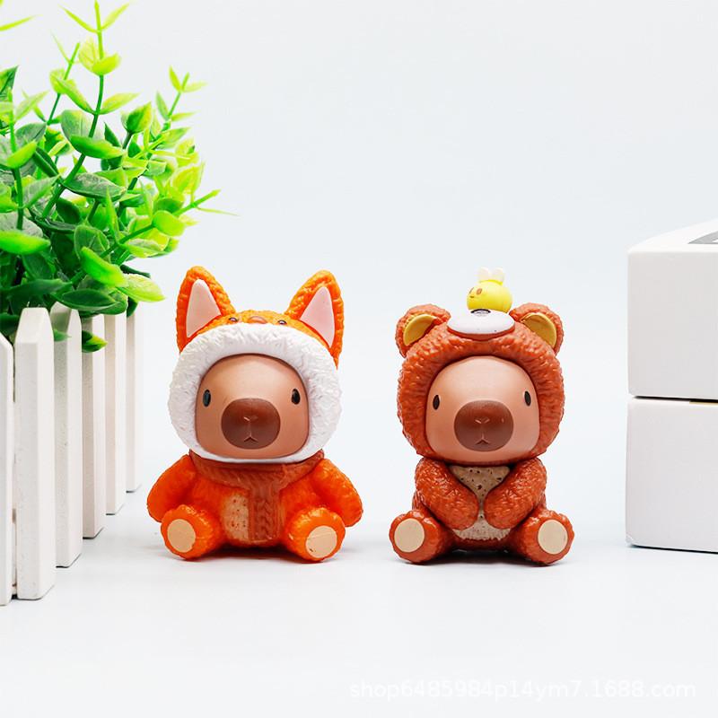 Crayon Shin Chan And Capybara Animal Elephant Fox Frog Koala Styling Set Model