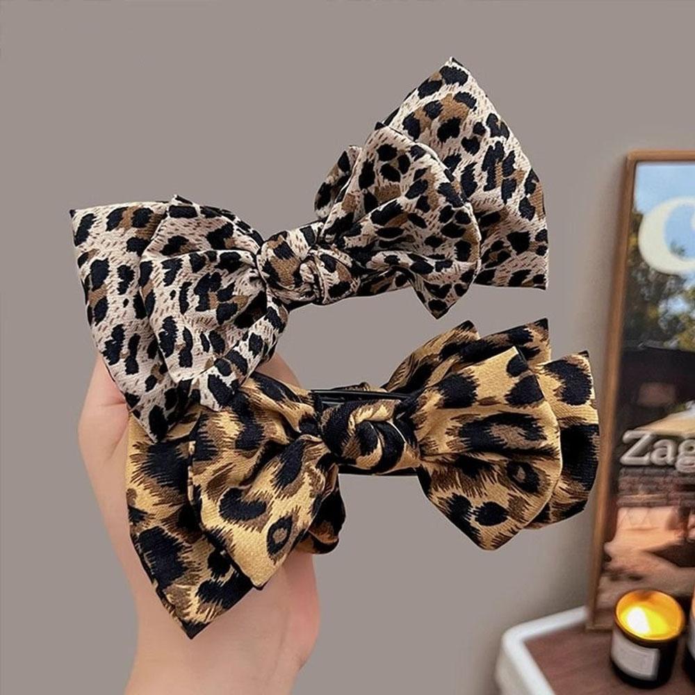 Vintage Leopard Print Hair Accessories Bow Premium Hair Clips Sweet Daily Headwear Women Trendy Hair Clips Hair Volume Clip