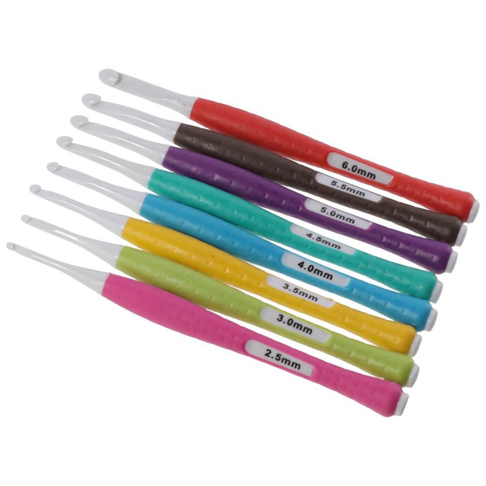 8 Pcs Silicone Soft Grip Online Crochet Hooks Set  For Extra Deep Hook Crochet Needles
