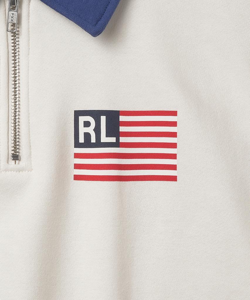 POLO RALPH LAUREN W Logo Flag Fleece Half Zipper Pullover - Deckwash White