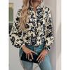 Spring And Autumn New Vintage Printed Shirt Small Stand Collar Elegant Shirt Women's Fashion Long Sleeve Button Office Blouse